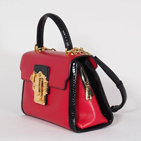 Dolce & Gabbana Red Leather Top Handle Shoulder Bag with Gold Hardware - Picture 2 of 15